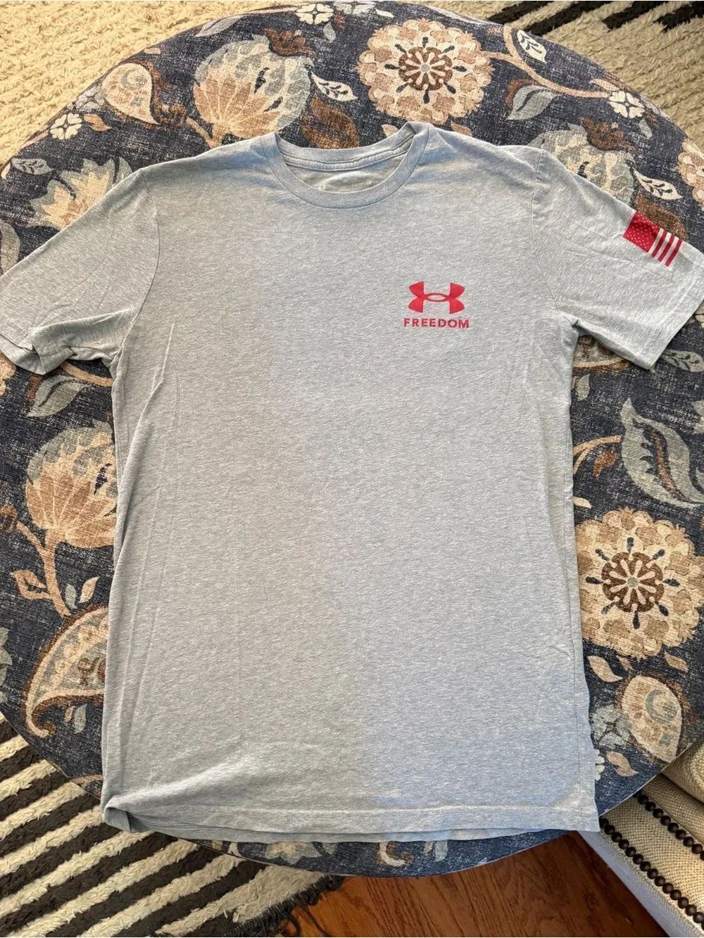 Under Armour Light Gray Short Sleeve Tee with Red Logo